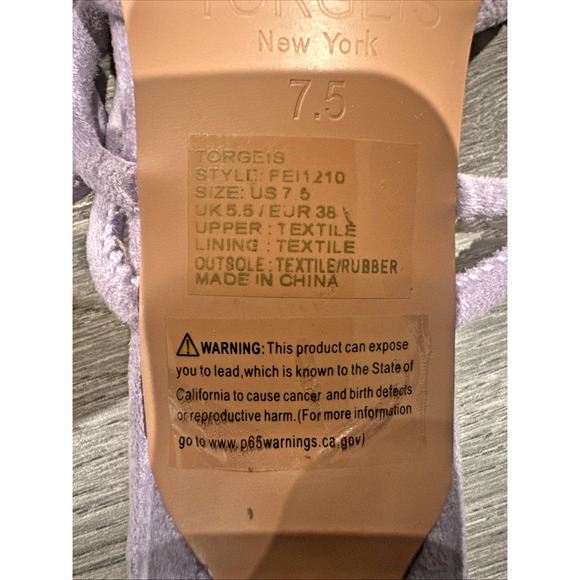 TORGEIS Medinilla‎ Faux Suede Strappy Sandals Heel Lavender Slip On Open Toe 7.5 - Picture 10 of 10
